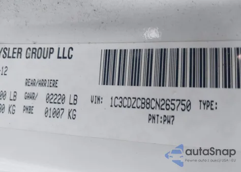 2012 Dodge Avenger Sxt из США, поврежденный, VIN 1C3CDZCB8CN265750